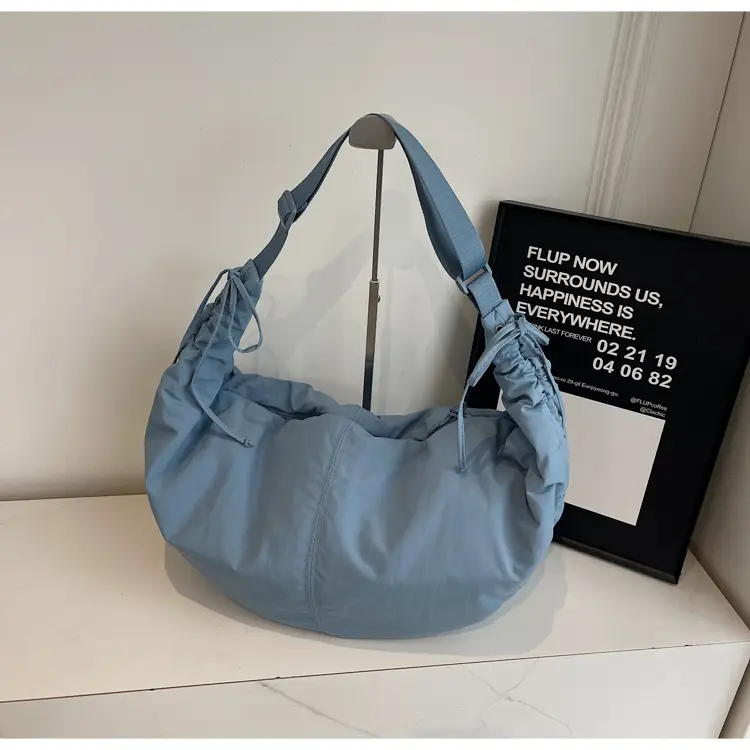 Women Crescent Shoulder Bag Pink Nylon — feature 29
