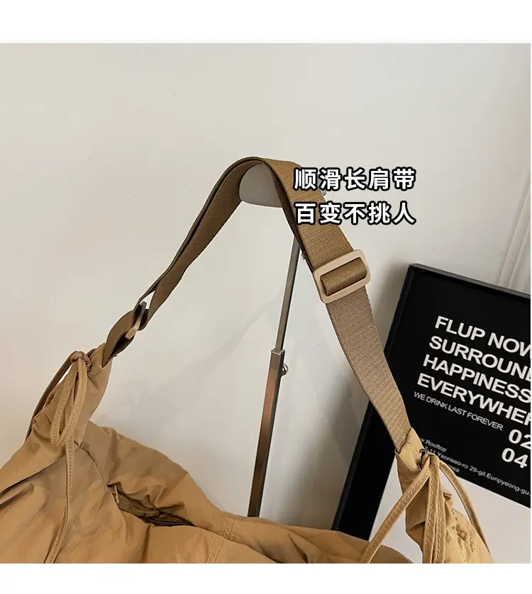 Women Crescent Shoulder Bag Pink Nylon — feature 3