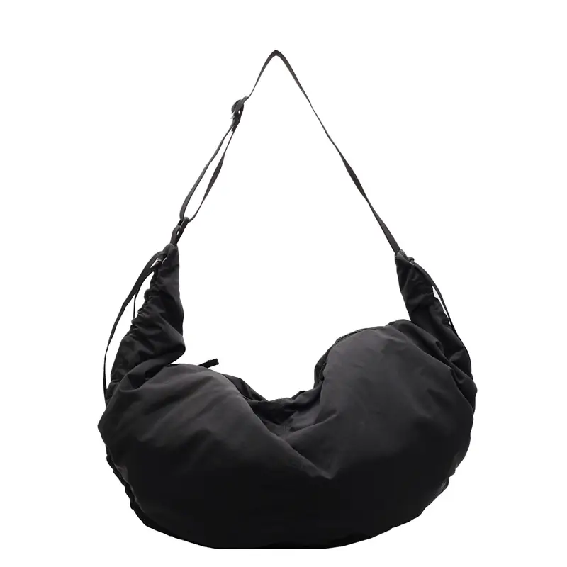 Women Crescent Shoulder Bag Pink Nylon - Image 2
