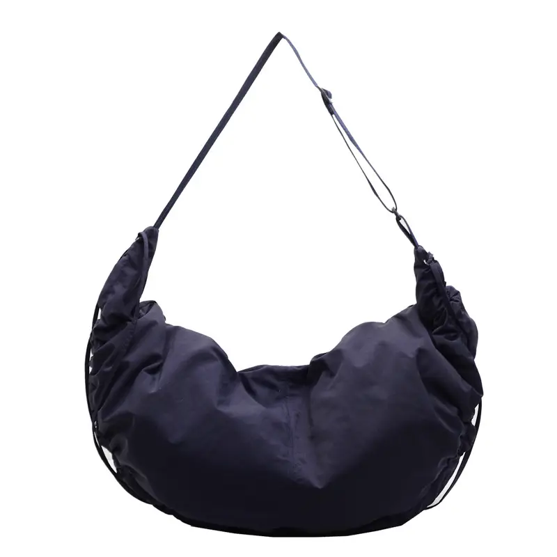 Women Crescent Shoulder Bag Pink Nylon - Image 6