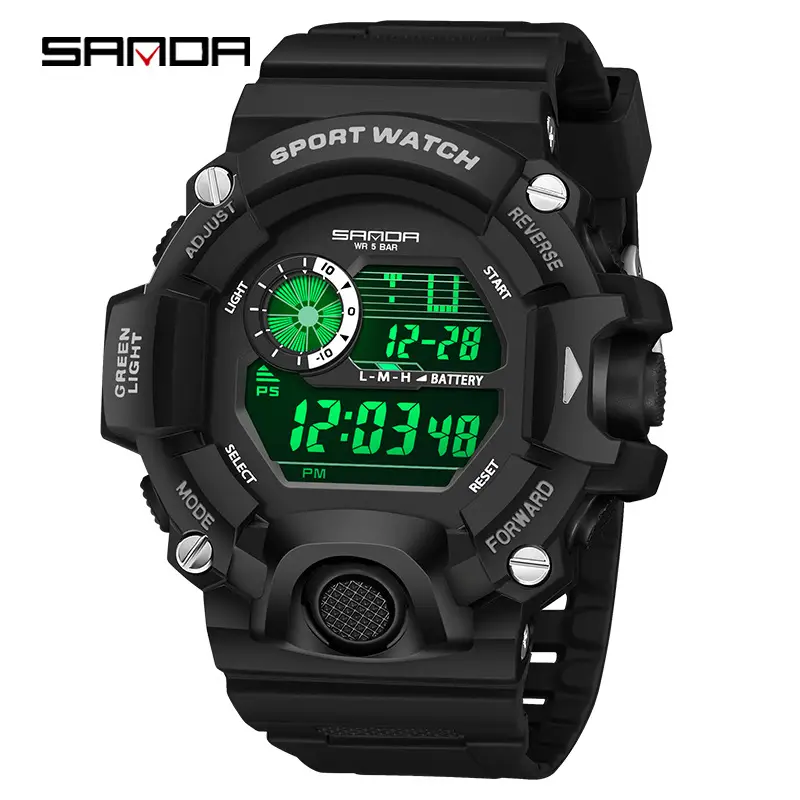 Sanda Sport Watch Black Digital Alarm Clock Waterproof - Image 7