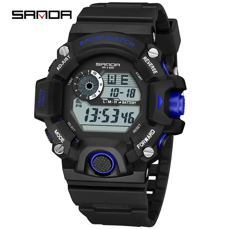 Sanda Sport Watch Black Digital Alarm Clock Waterproof - Image 5