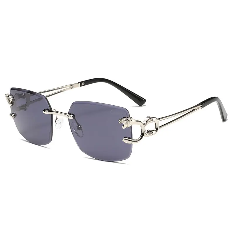 Men Women Factory Direct Cheetah Head Frameless Square Sunglasses Gold Black - Image 5