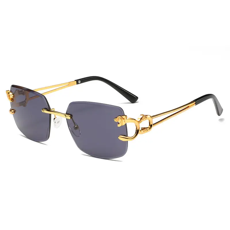 Men Women Factory Direct Cheetah Head Frameless Square Sunglasses Gold Black - Image 6