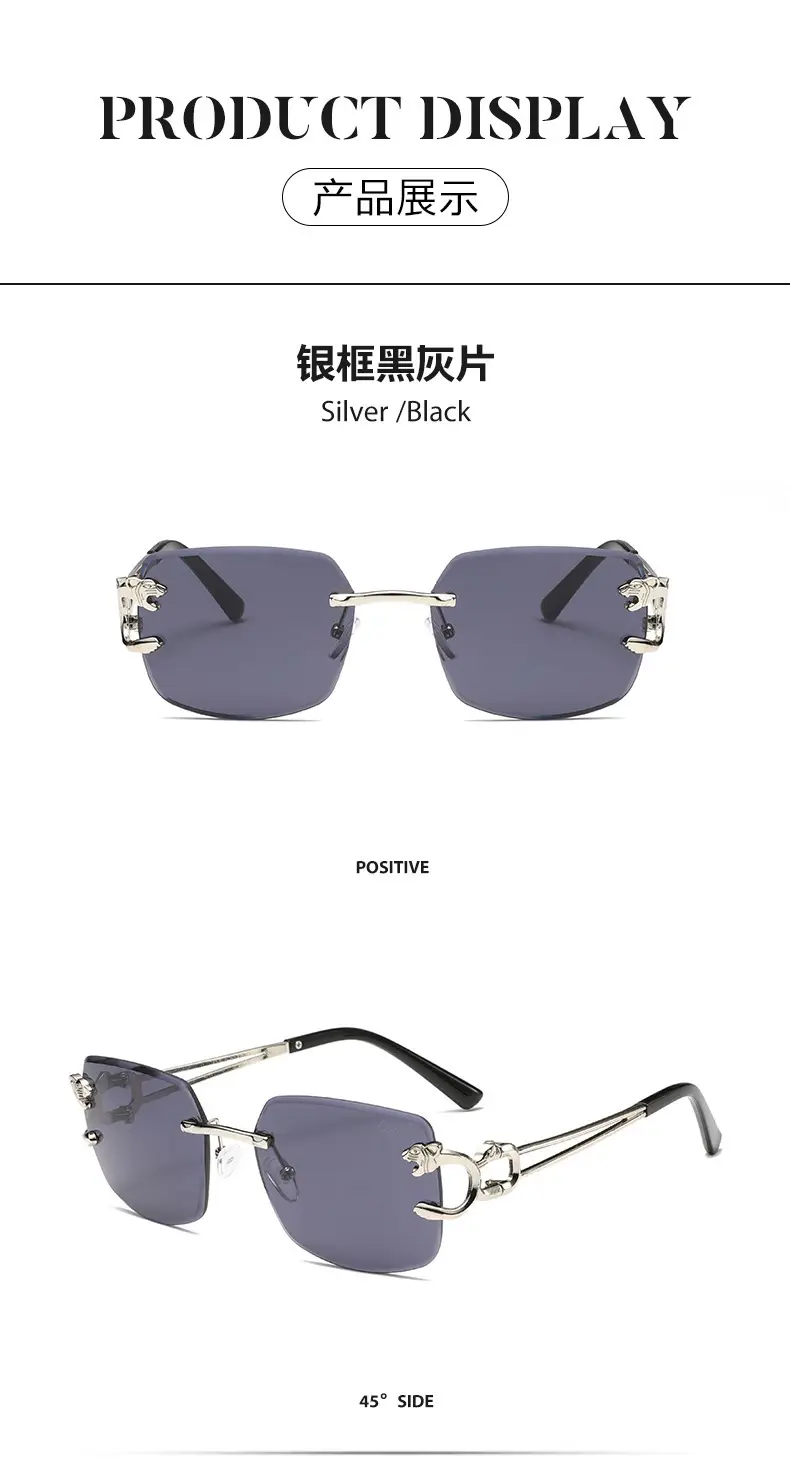 Men Women Factory Direct Cheetah Head Frameless Square Sunglasses Gold Black — feature 8