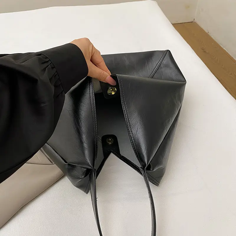 Women's Large Tote Bag Brown Black Korean Style