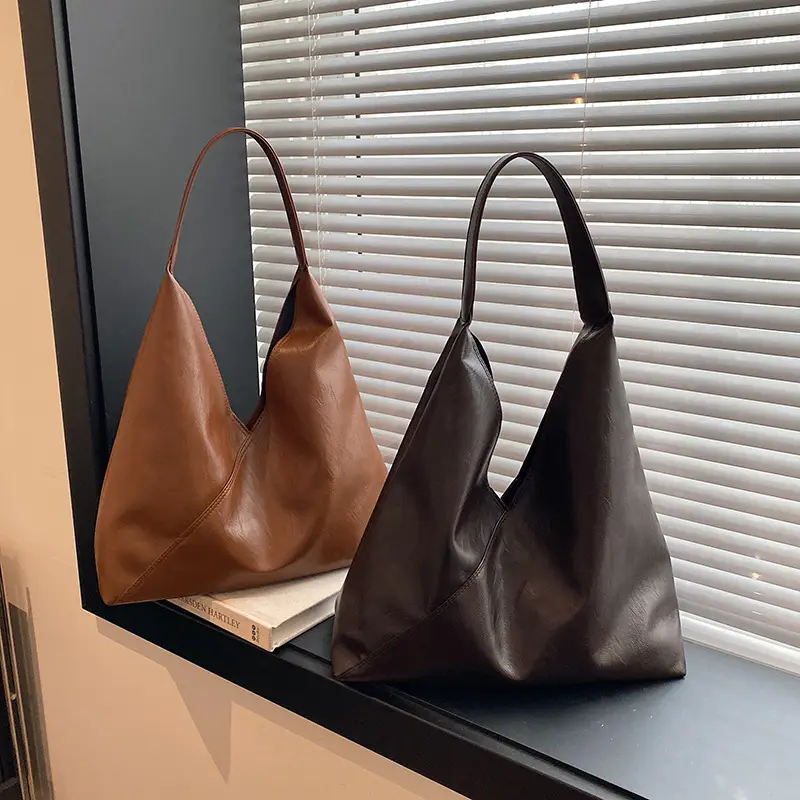 Women's Large Tote Bag Brown Black Korean Style