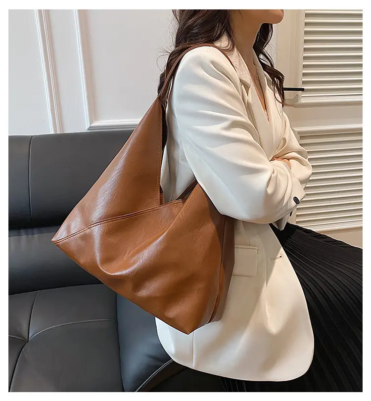 Women's Large Tote Bag Brown Black Korean Style — feature 1