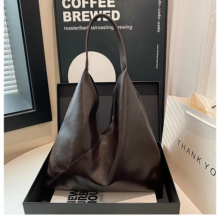 Women's Large Tote Bag Brown Black Korean Style — feature 11