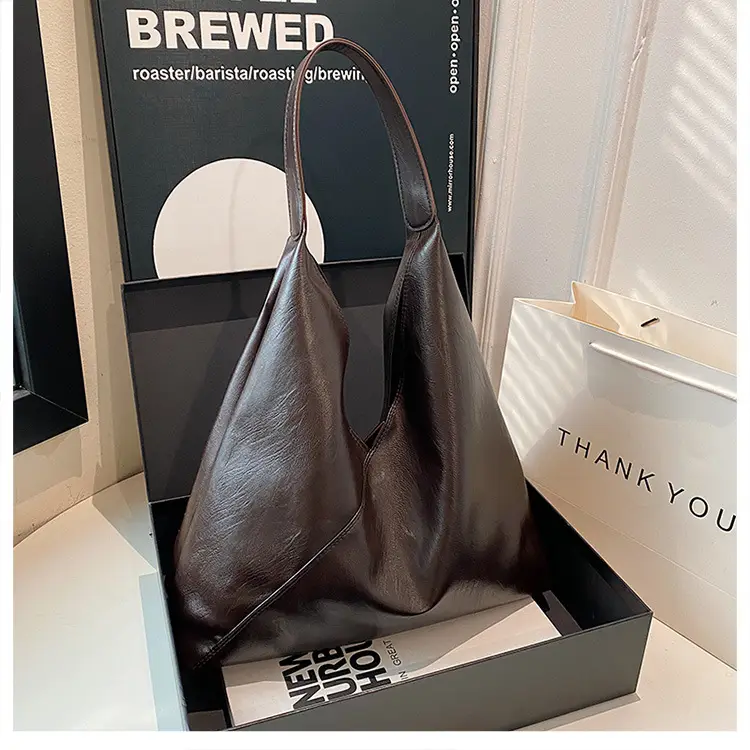 Women's Large Tote Bag Brown Black Korean Style — feature 12