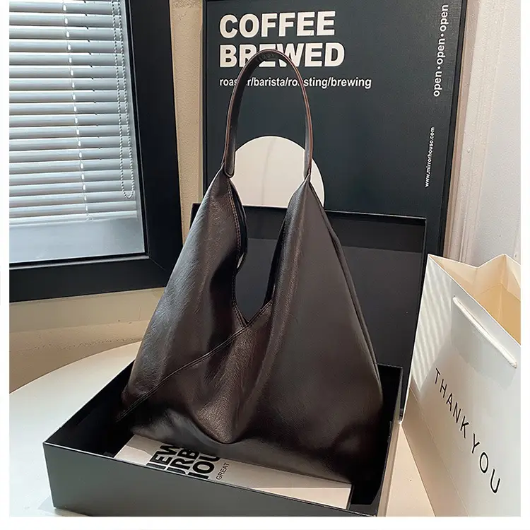 Women's Large Tote Bag Brown Black Korean Style — feature 13