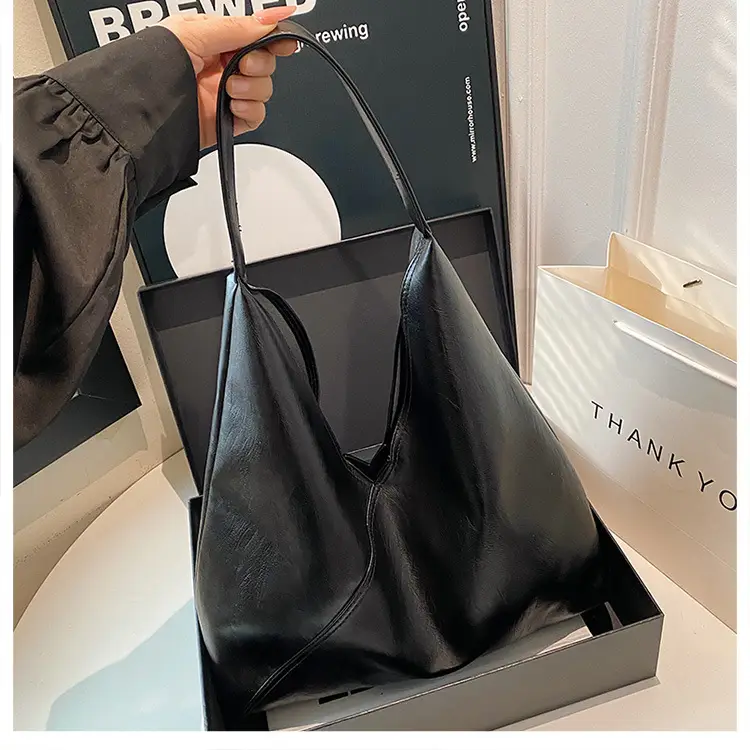 Women's Large Tote Bag Brown Black Korean Style — feature 15