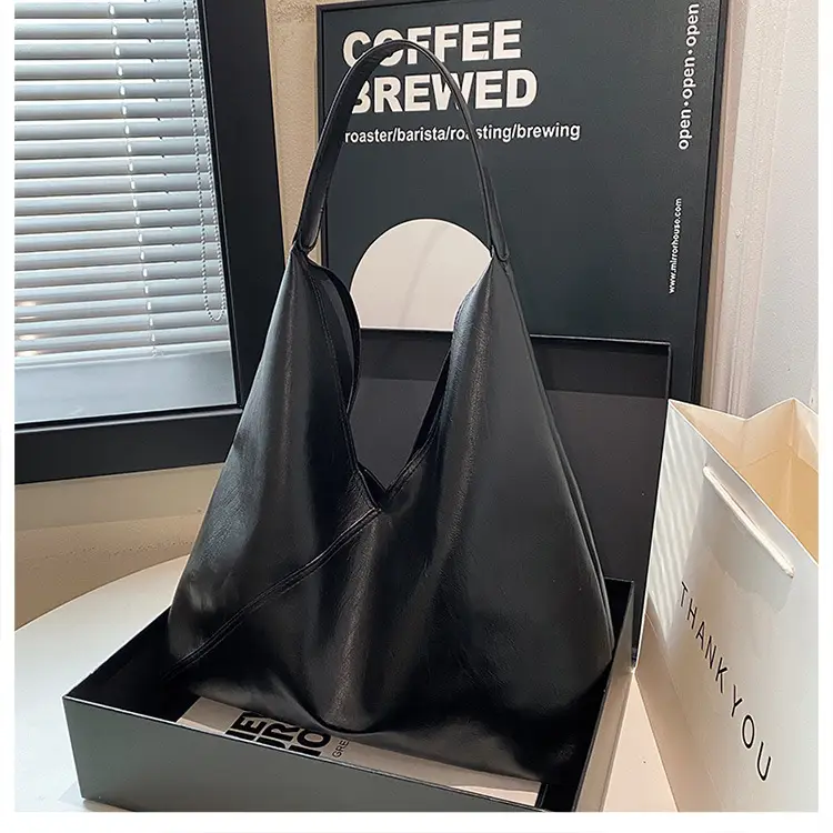 Women's Large Tote Bag Brown Black Korean Style — feature 17