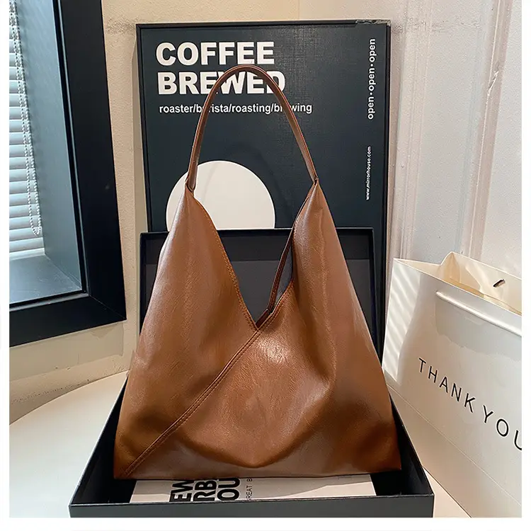 Women's Large Tote Bag Brown Black Korean Style — feature 20
