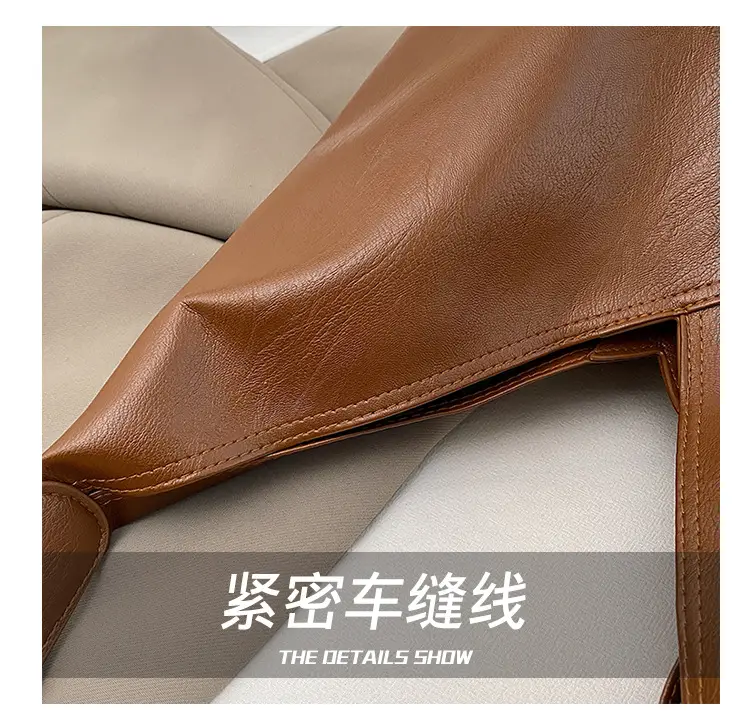 Women's Large Tote Bag Brown Black Korean Style — feature 4
