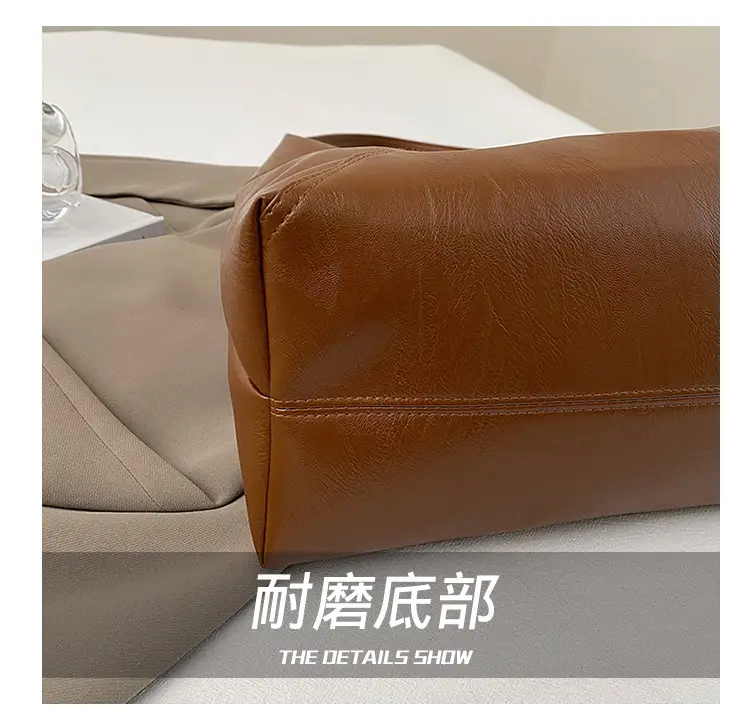 Women's Large Tote Bag Brown Black Korean Style — feature 5