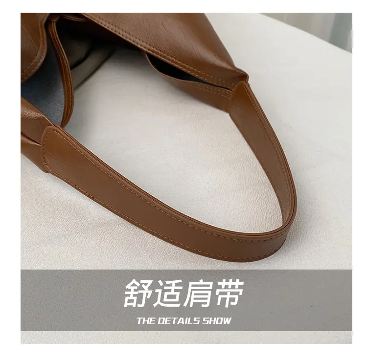 Women's Large Tote Bag Brown Black Korean Style — feature 6