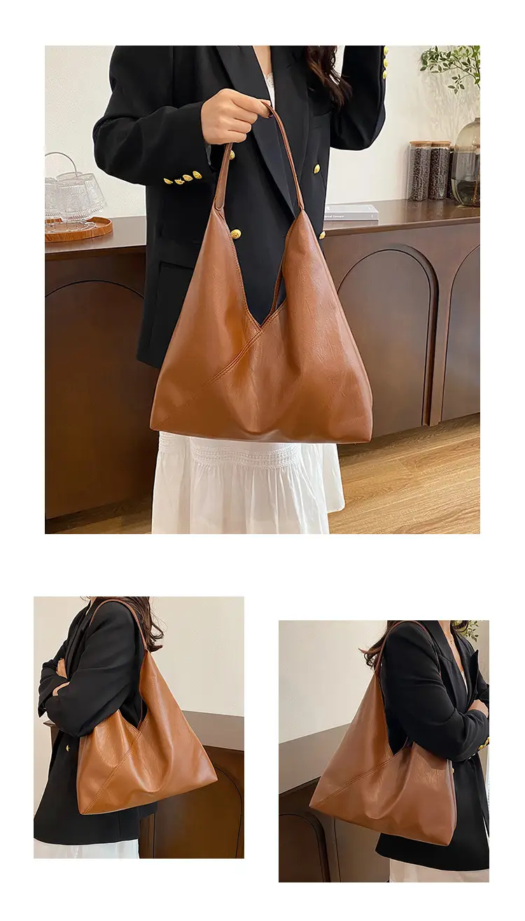 Women's Large Tote Bag Brown Black Korean Style — feature 8