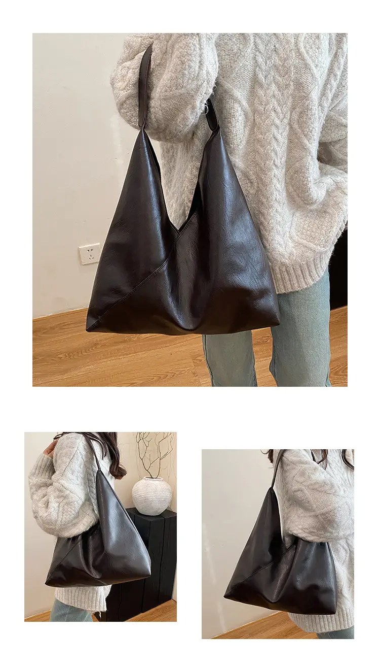 Women's Large Tote Bag Brown Black Korean Style — feature 9