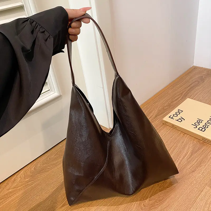 Women's Large Tote Bag Brown Black Korean Style