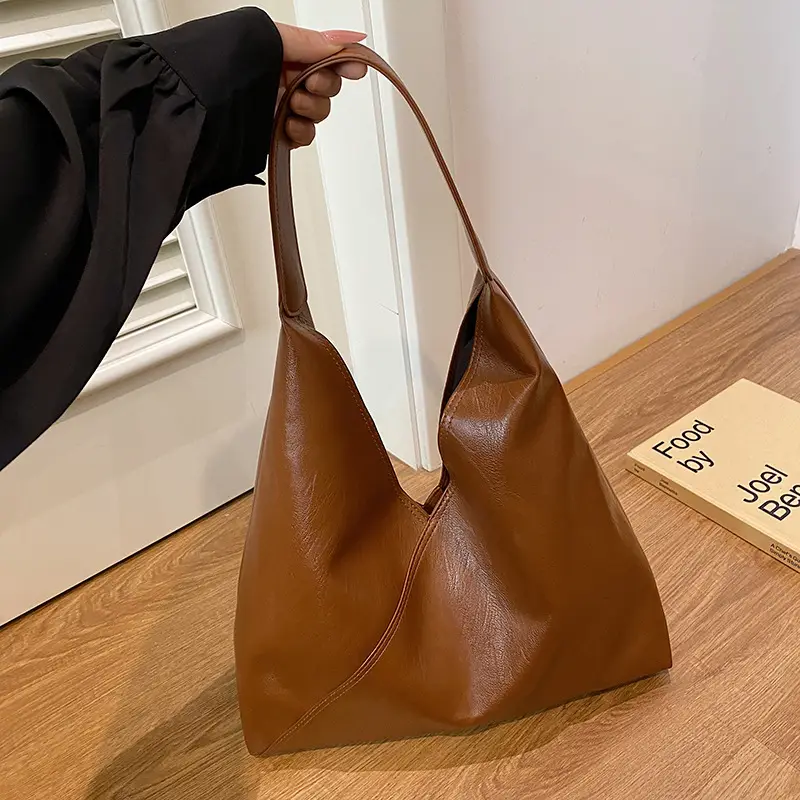 Women's Large Tote Bag Brown Black Korean Style