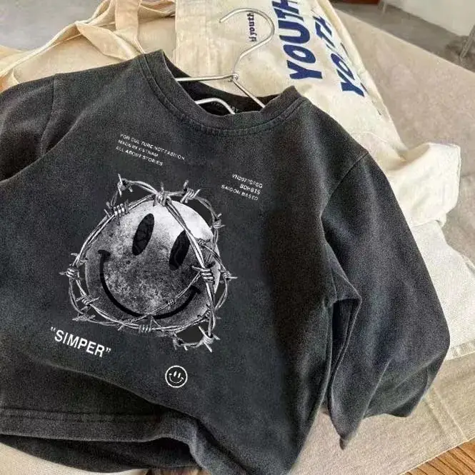 Boys Cotton Moon Print Long Sleeve T-Shirt Black Medium - Image 7