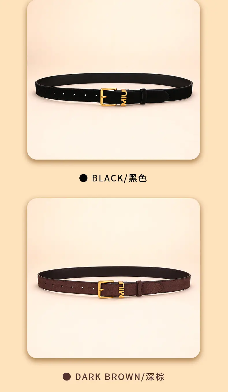 Women's Matte Suede Belt with Gold Buckle — feature 10