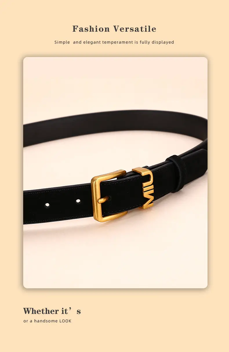 Women's Matte Suede Belt with Gold Buckle — feature 12