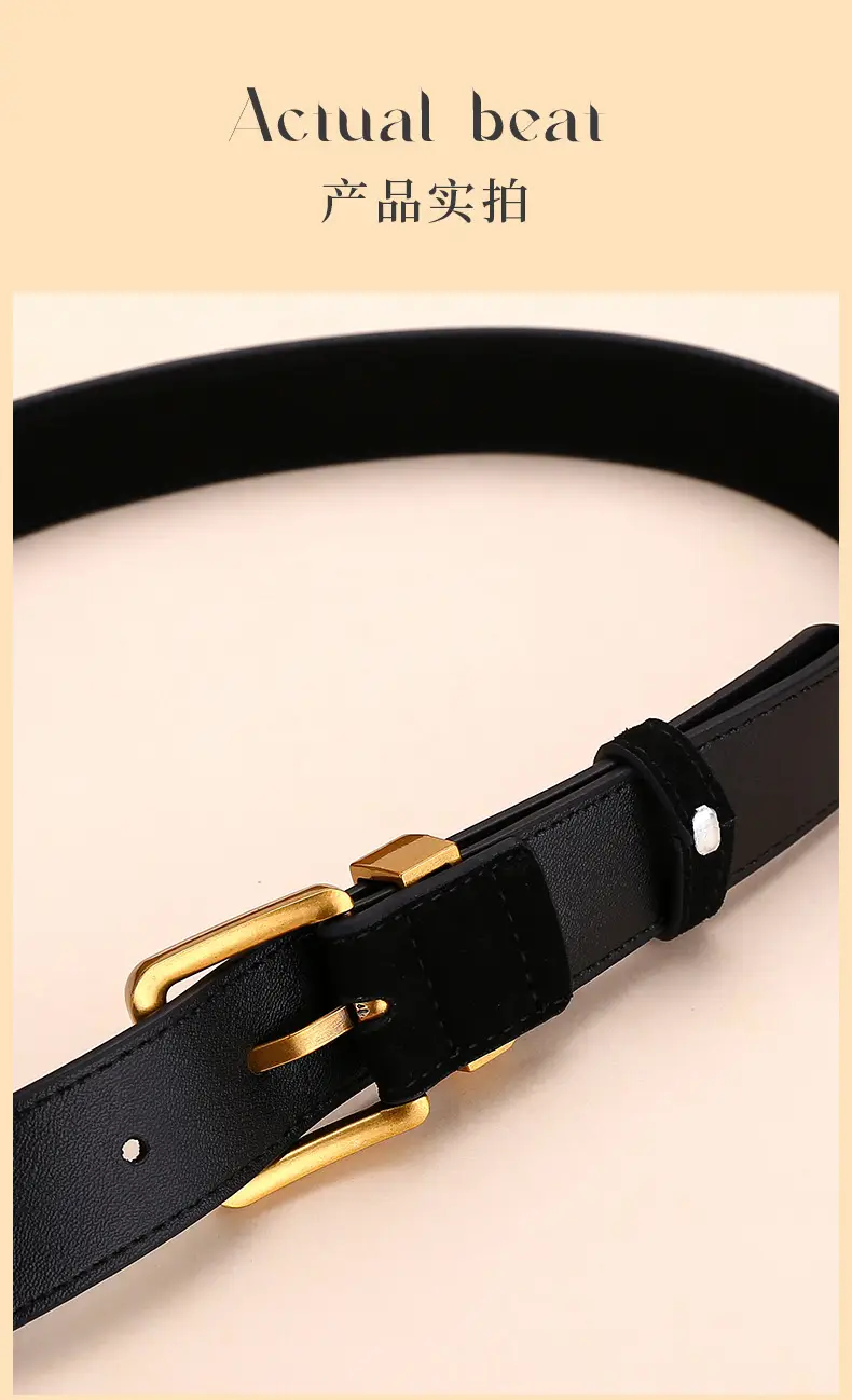 Women's Matte Suede Belt with Gold Buckle — feature 13