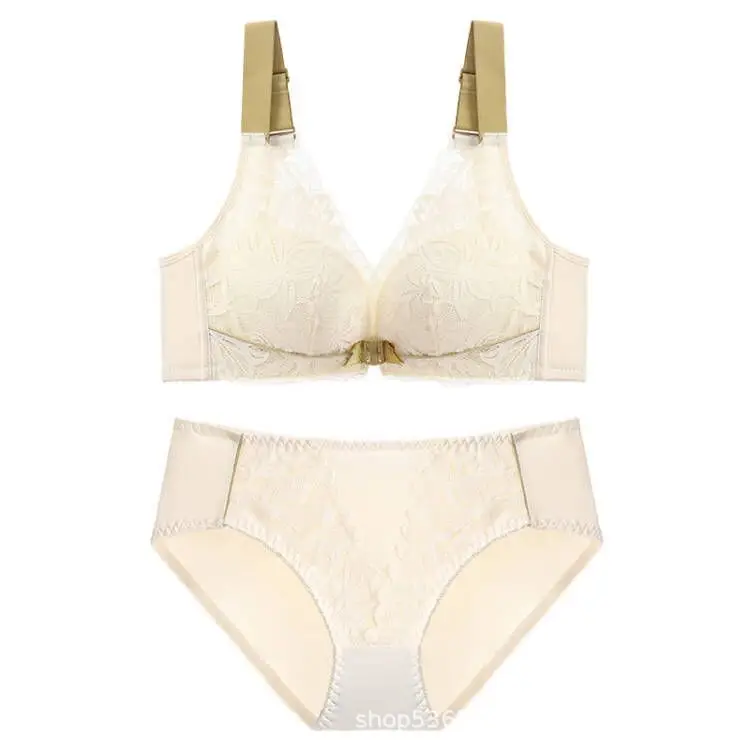 plus size Beautiful Back Front Buckle Bra No Steel Ring Push-up Thickened Adjustable Sexy Lace Underwear Women's Thin suit