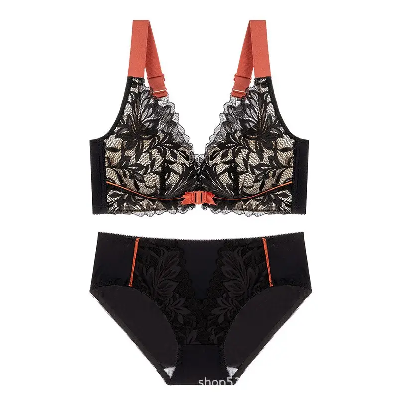 plus size Beautiful Back Front Buckle Bra No Steel Ring Push-up Thickened Adjustable Sexy Lace Underwear Women's Thin suit