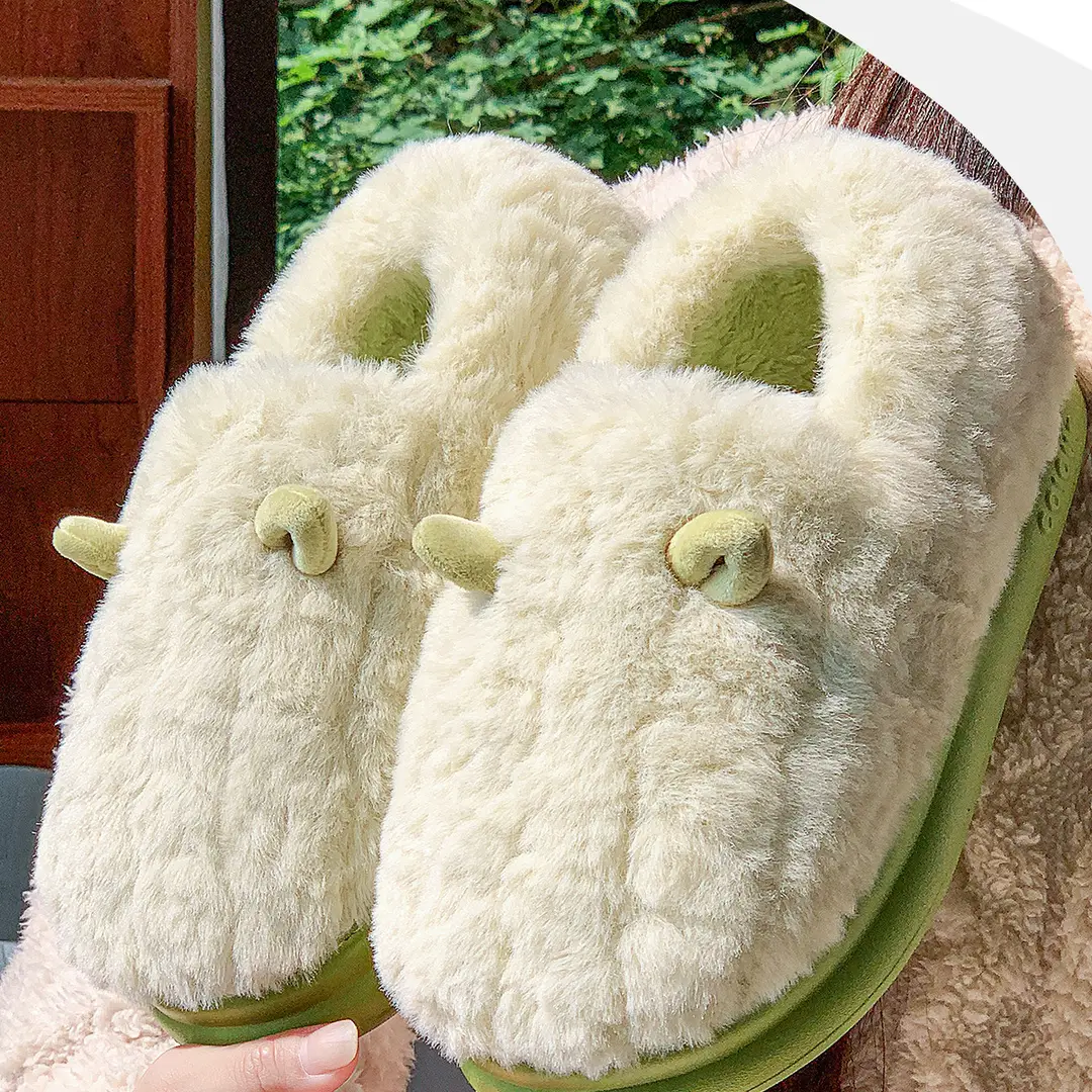 Jieliya Cute Cotton Shoes Women's Winter 2025 New Home Thick Sole Bag with Non-slip Warm Furry Cotton Slippers — feature 12