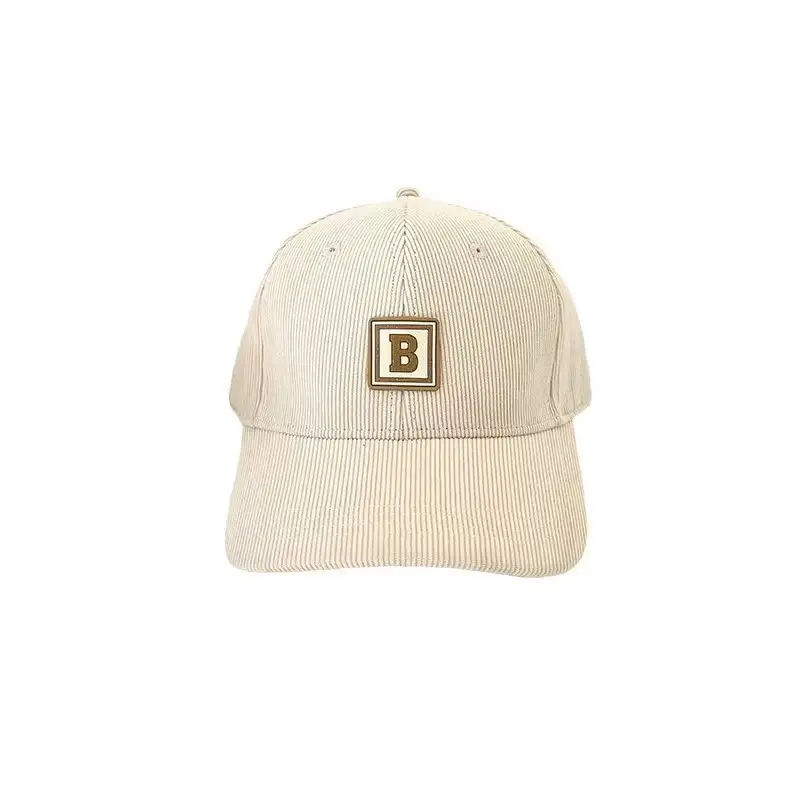 Women's Maroon Korean-style Corduroy Cap with Letter Patch - Image 9