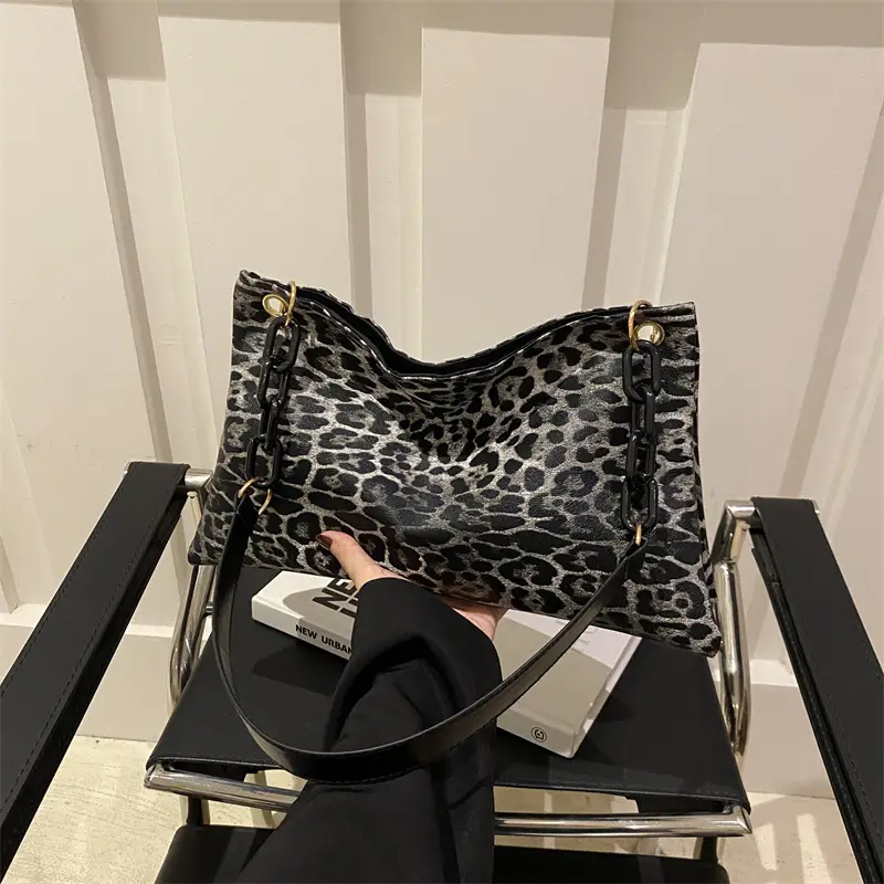 Leopard Print Large Cap Bag Women 2024 Winter - Image 5