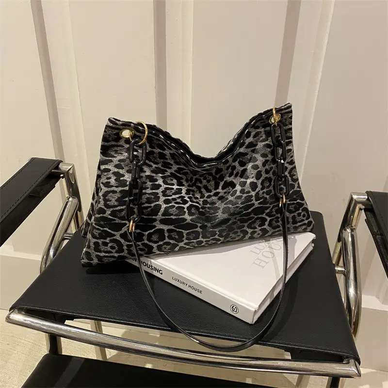 Leopard Print Large Cap Bag Women 2024 Winter - Image 6