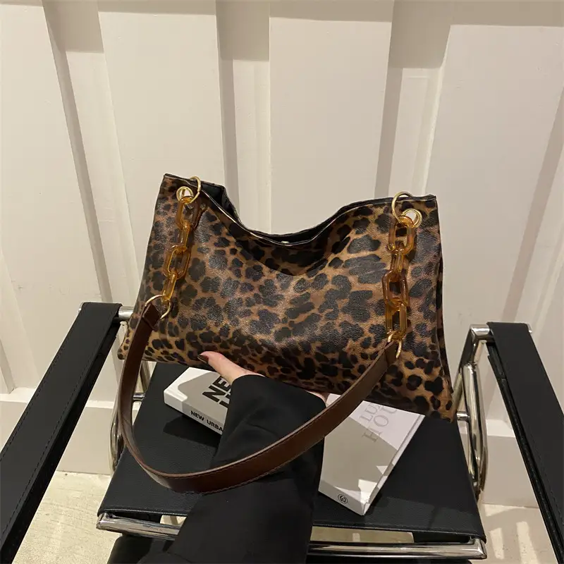 Leopard Print Large Cap Bag Women 2024 Winter - Image 7