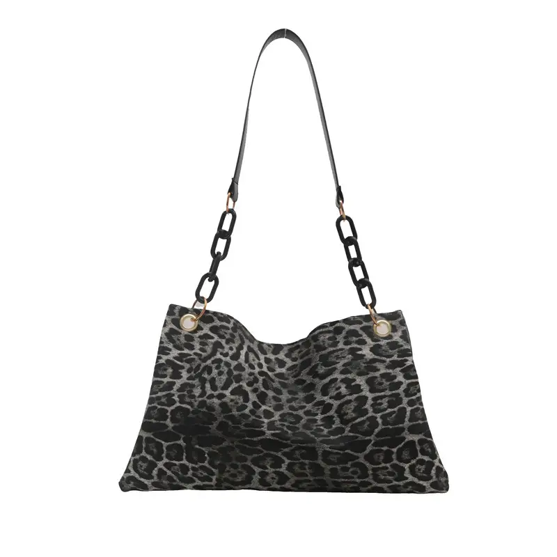 Leopard Print Large Cap Bag Women 2024 Winter - Image 8