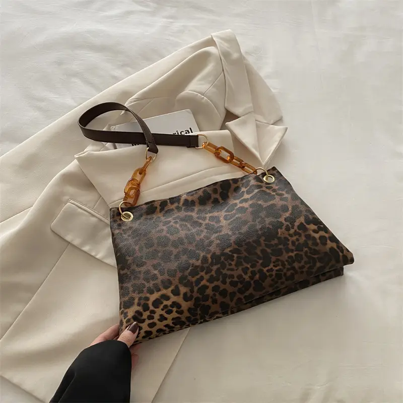 Leopard Print Large Cap Bag Women 2024 Winter - Image 3