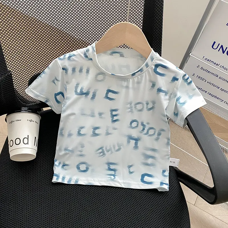 Summer Boys White Letter Print T-Shirt Loose Fit - Image 9