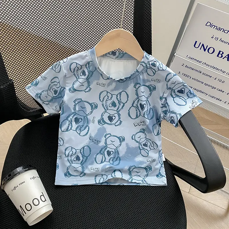 Summer Boys White Letter Print T-Shirt Loose Fit — feature 8