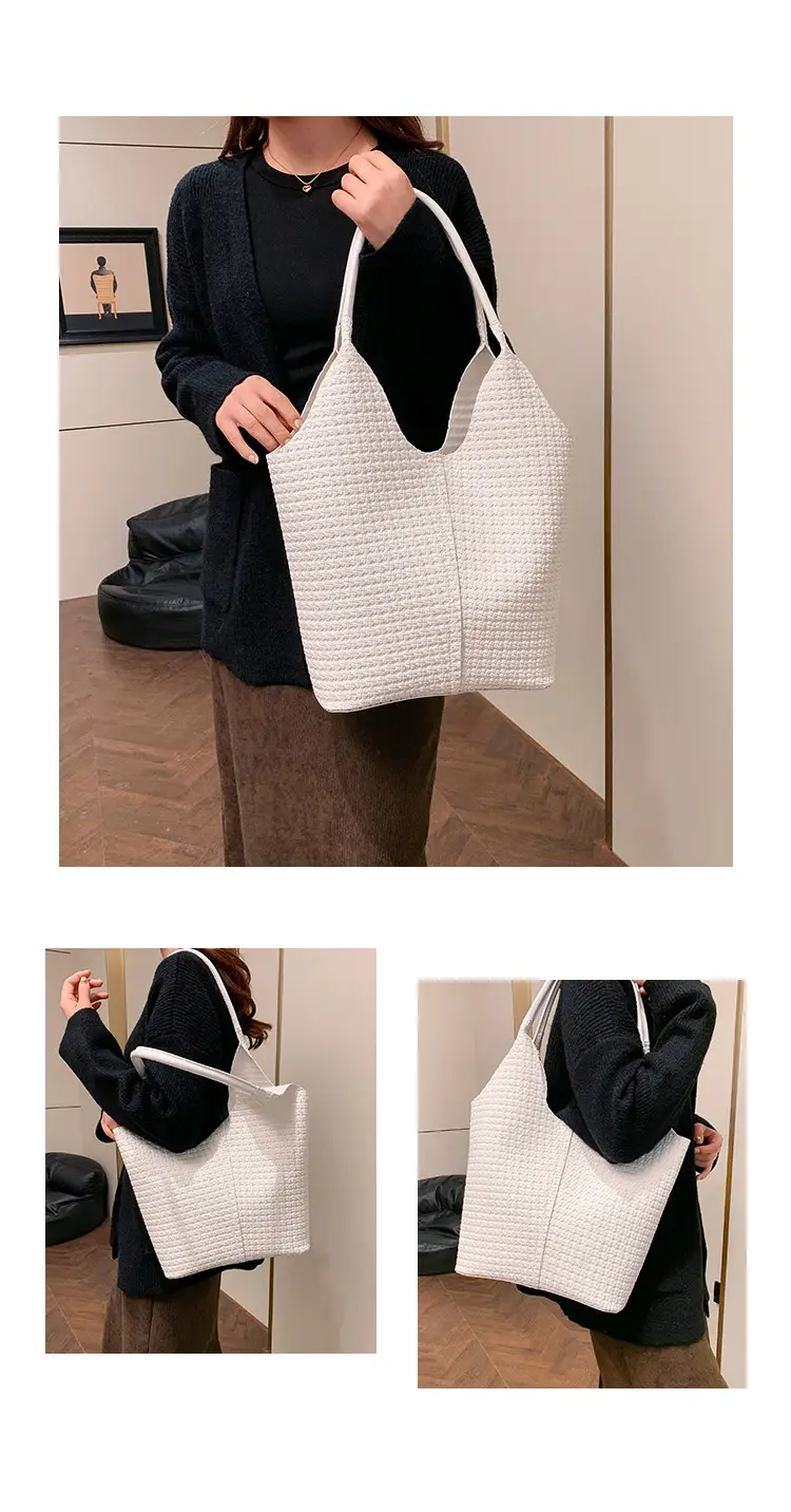 Women's White Quilted Shoulder Bag Large Capacity 2025 — feature 14