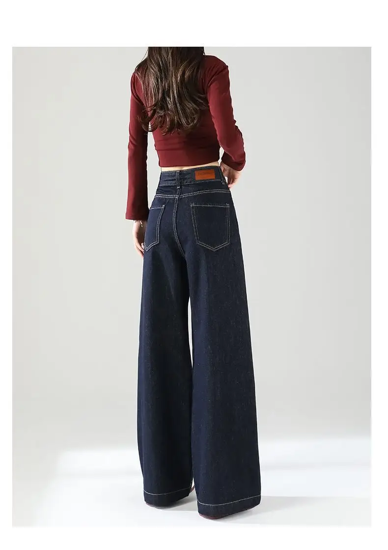 Dark Blue Wide Leg Jeans Women Slimming All-Match — feature 10