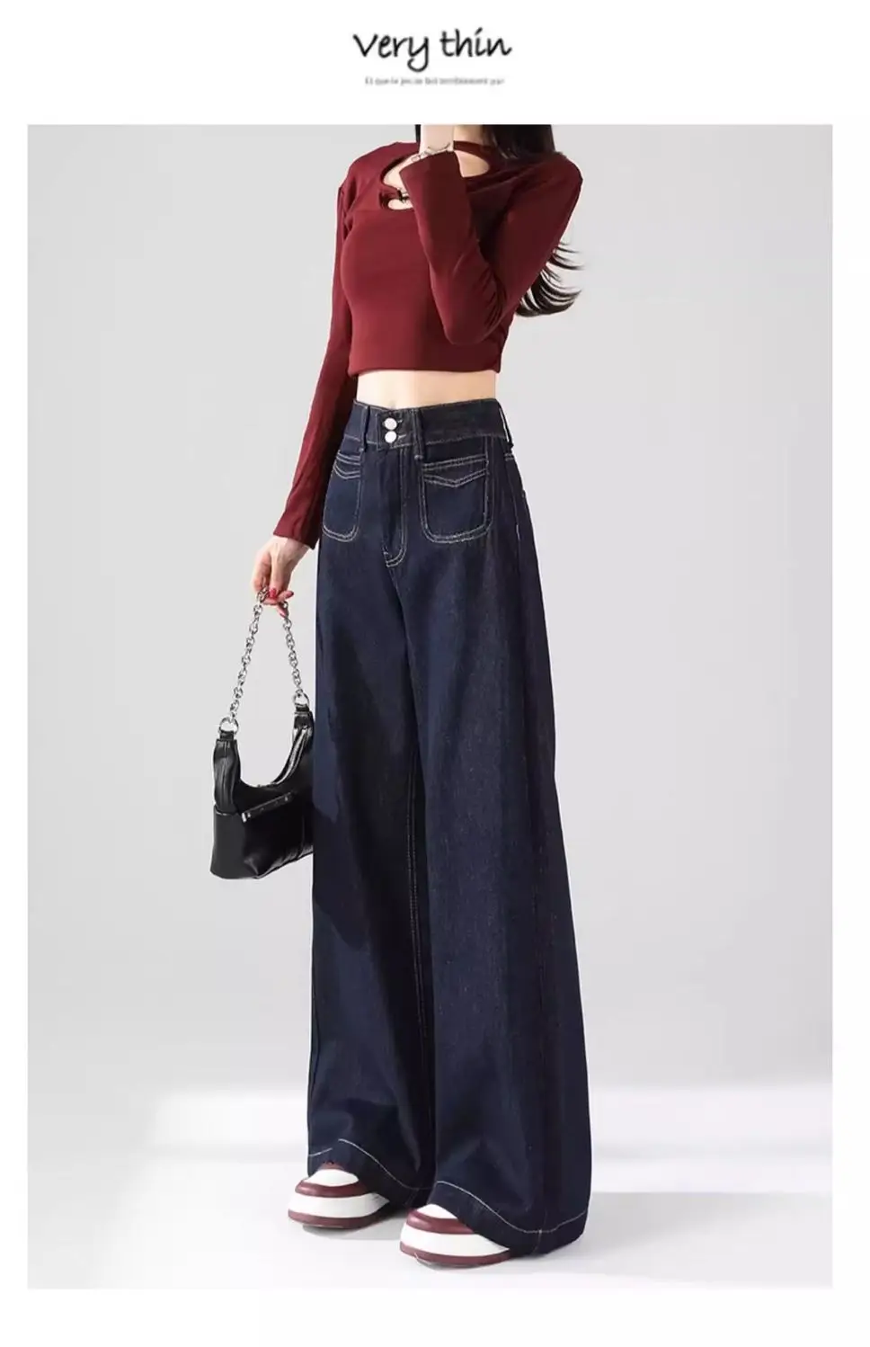 Dark Blue Wide Leg Jeans Women Slimming All-Match — feature 8