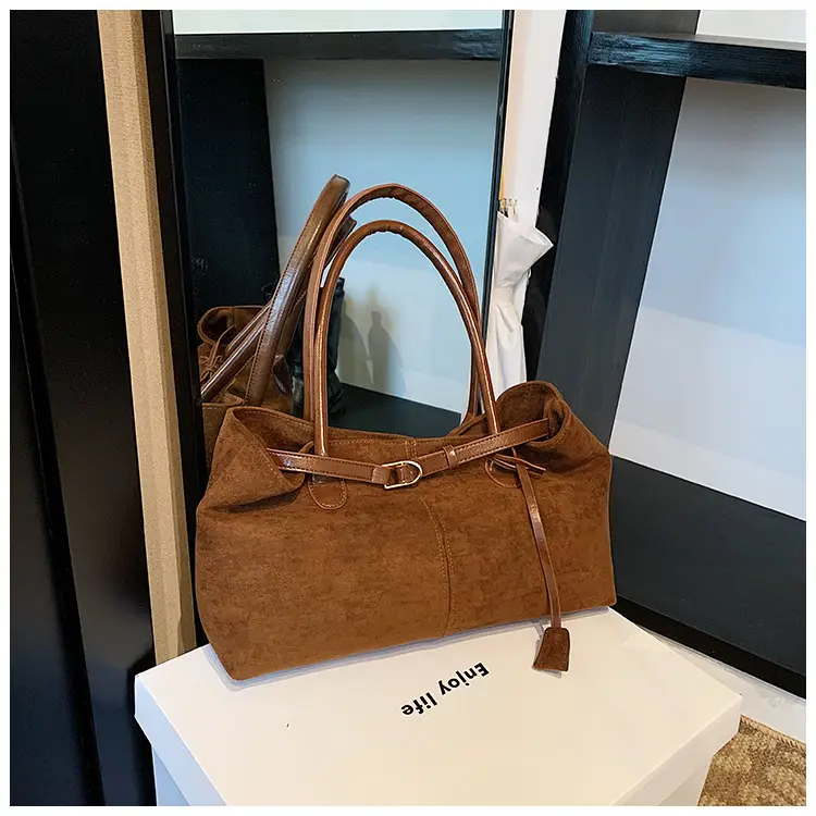 Women Cross-Border Retro Tote Bag Large Capacity Tan — feature 24