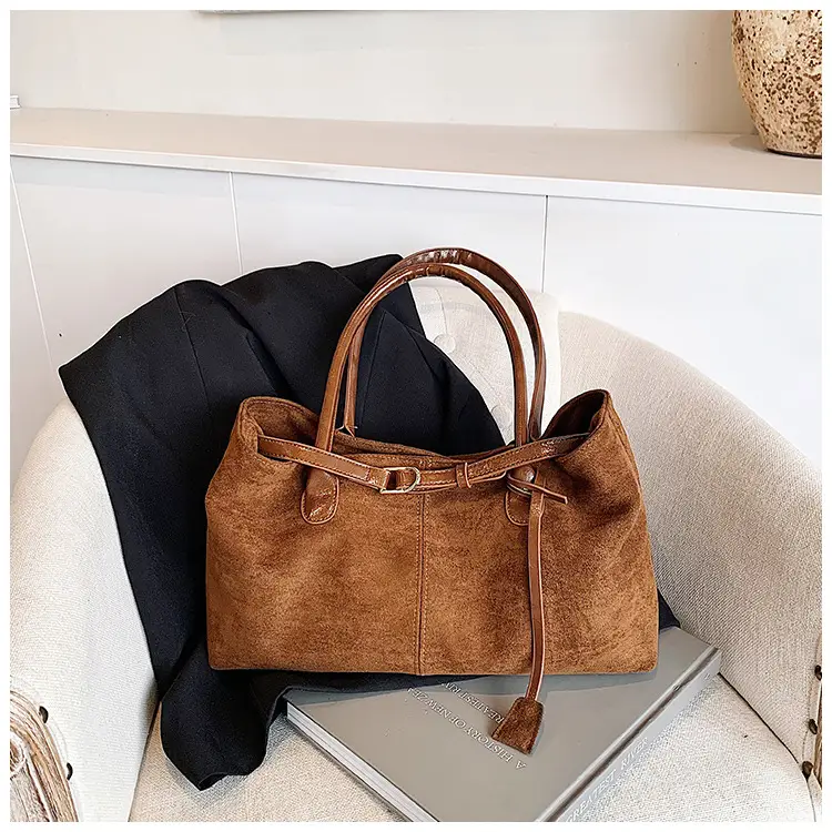 Women Cross-Border Retro Tote Bag Large Capacity Tan — feature 32