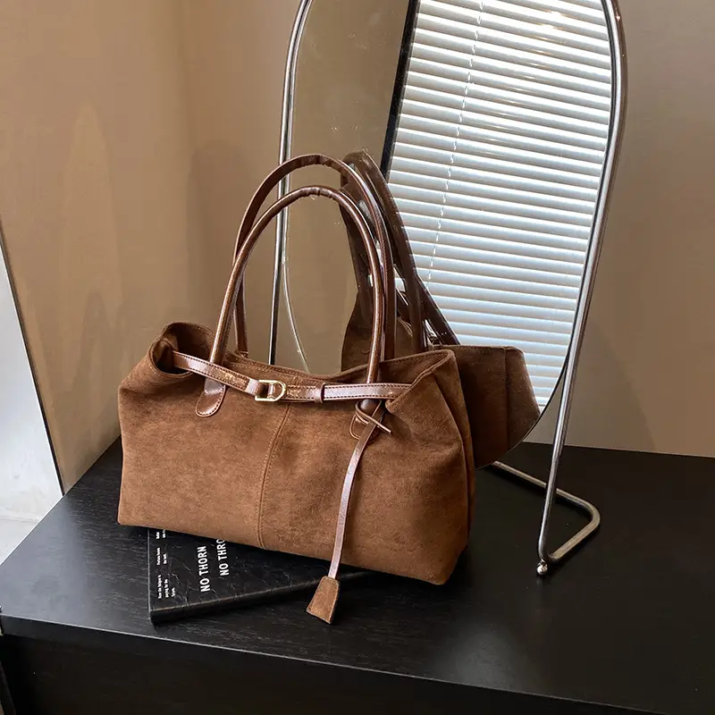 Women Cross-Border Retro Tote Bag Large Capacity Tan - Image 2