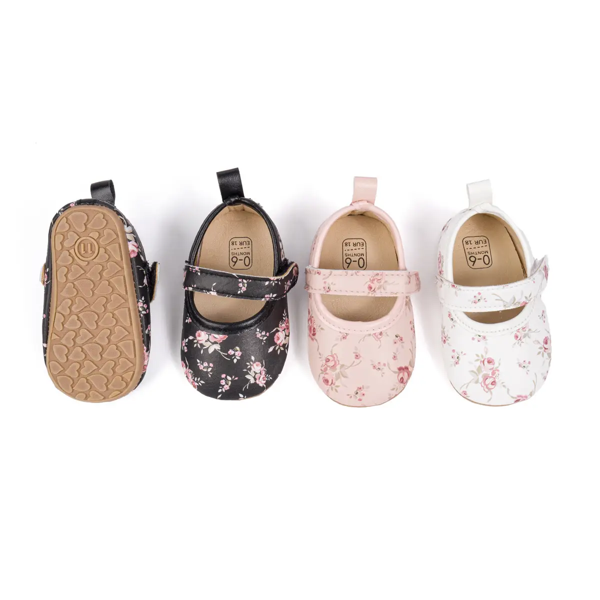 Printed Princess Baby Shoes with Velcro & Anti-Slip Sole