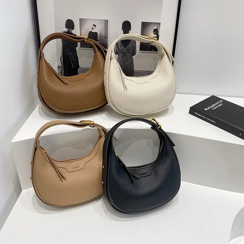 Women's Half Moon Bag Cream Shoulder Crossbody Saddle Bag - Image 8