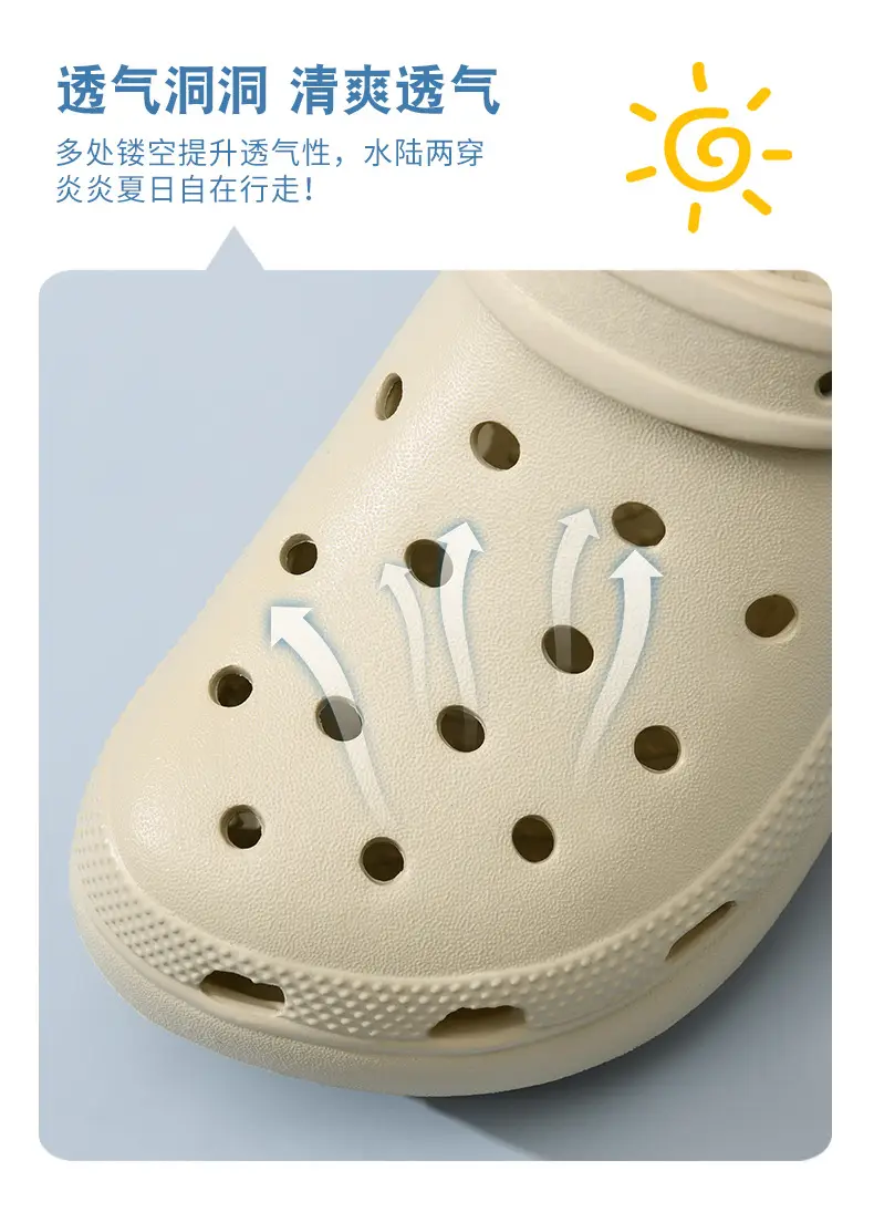 Baotou Hole Shoes Women's Summer Thick Sole Height-increasing Slippers for Outer Wear Beach Breathable Non-slip Wear-resistant Non-smelly Feet Sandals — feature 10