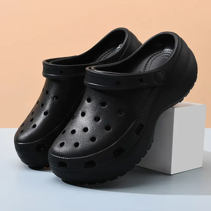 Baotou Hole Shoes Women's Summer Thick Sole Height-increasing Slippers for Outer Wear Beach Breathable Non-slip Wear-resistant Non-smelly Feet Sandals - Image 2